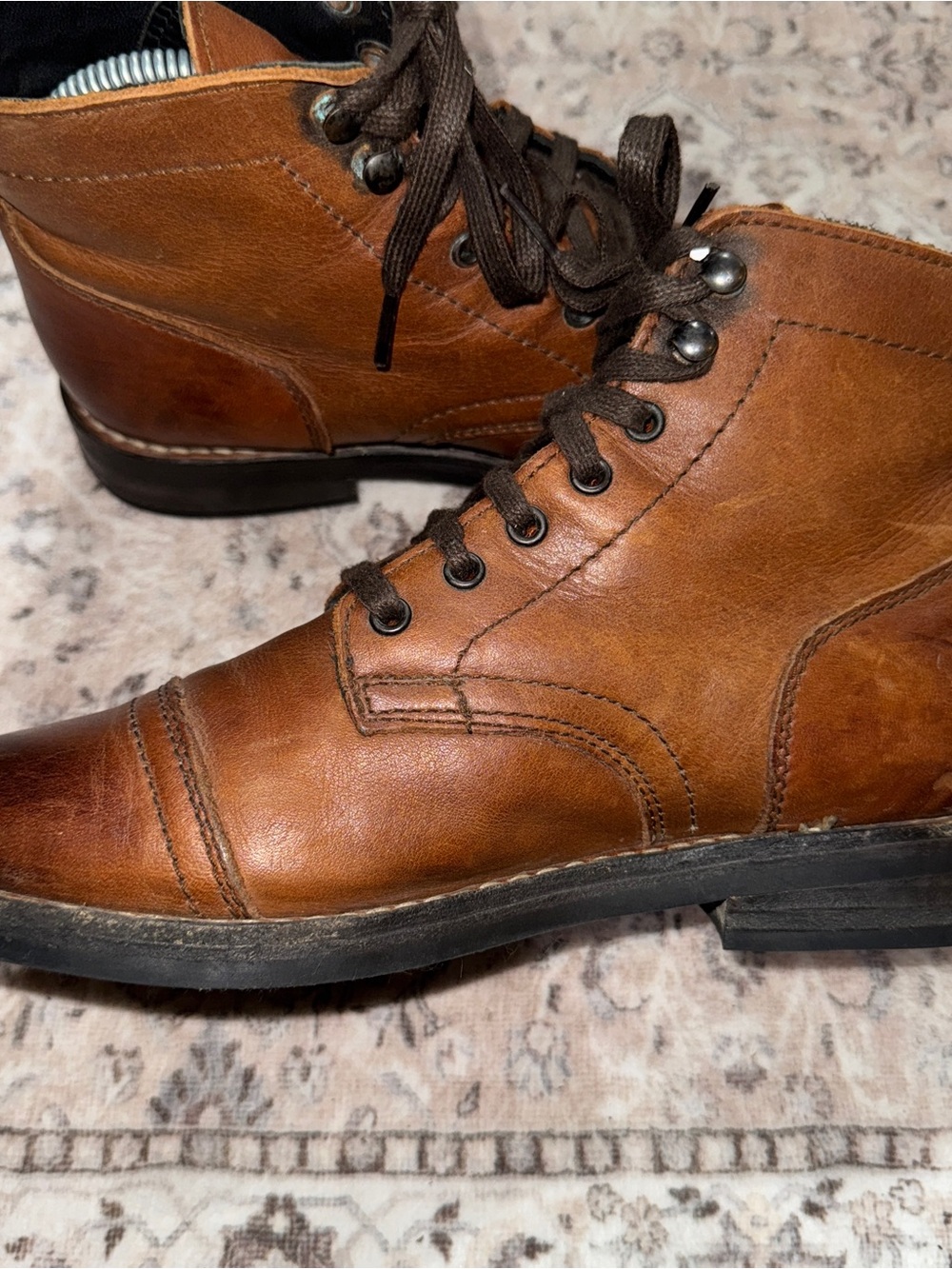 Thursday Boot Mens Captain Boots 7.5 Brown Leather Cap Toe Everyday Rugged Work